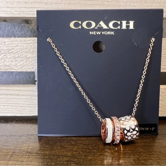Coach Rose Gold 3-Ring Necklace - Picture 2 of 6